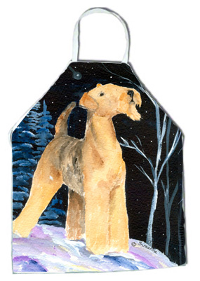 Picture of Carolines Treasures SS8361APRON Starry Night Airedale Apron - 27 x 31 in.