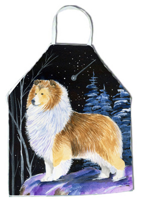 Picture of Carolines Treasures SS8368APRON Starry Night Sheltie Apron - 27 x 31 in.