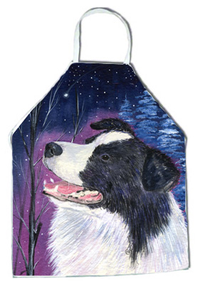 Picture of Carolines Treasures SS8369APRON Starry Night Border Collie Apron - 27 x 31 in.