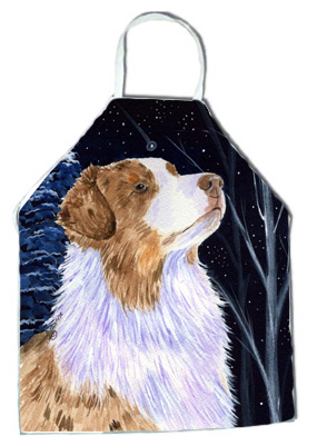 Picture of Carolines Treasures SS8375APRON Starry Night Australian Shepherd Apron - 27 x 31 in.