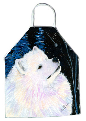 Picture of Carolines Treasures SS8376APRON Starry Night Samoyed Apron - 27 x 31 in.