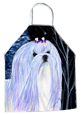 Picture of Carolines Treasures SS8378APRON Starry Night Maltese Apron - 27 x 31 in.