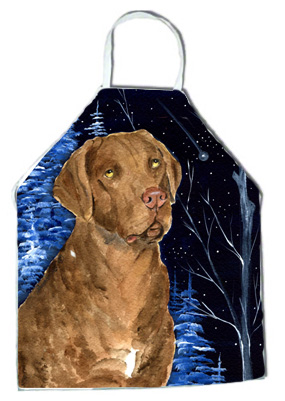 Picture of Carolines Treasures SS8384APRON Starry Night Chesapeake Bay Retriever Apron - 27 x 31 in.