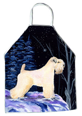 Picture of Carolines Treasures SS8386APRON Starry Night Wheaten Terrier Soft Coated Apron - 27 x 31 in.