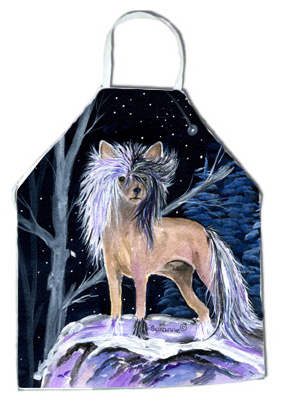 Picture of Carolines Treasures SS8390APRON Starry Night Chinese Crested Apron - 27 x 31 in.