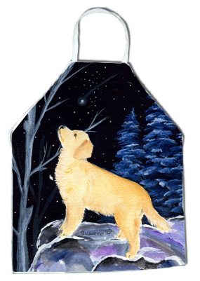 Picture of Carolines Treasures SS8392APRON Starry Night Golden Retriever Apron - 27 x 31 in.