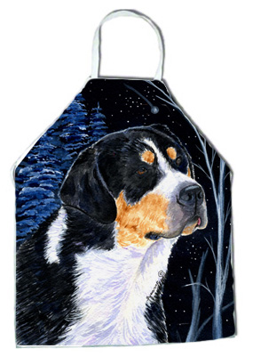 Picture of Carolines Treasures SS8393APRON Starry Night Bernese Mountain Dog Apron - 27 x 31 in.