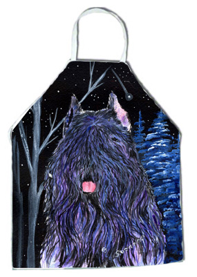 Picture of Carolines Treasures SS8394APRON Starry Night Bouvier des Flandres Apron - 27 x 31 in.
