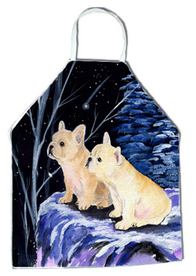 Picture of Carolines Treasures SS8395APRON Starry Night French Bulldog Apron - 27 x 31 in.