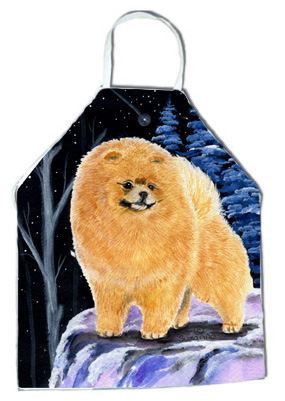 Picture of Carolines Treasures SS8396APRON Starry Night Pomeranian Apron - 27 x 31 in.
