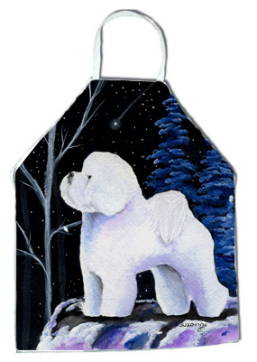 Picture of Carolines Treasures SS8397APRON Starry Night Bichon Frise Apron - 27 x 31 in.