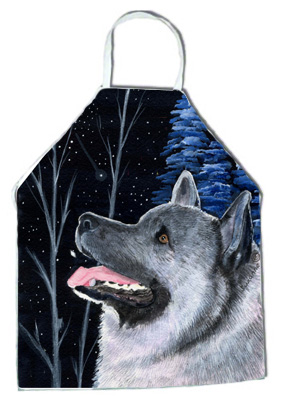 Picture of Carolines Treasures SS8398APRON Starry Night Norwegian Elkhound Apron - 27 x 31 in.