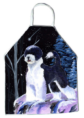 Picture of Carolines Treasures SS8399APRON Starry Night Portuguese Water Dog Apron - 27 x 31 in.