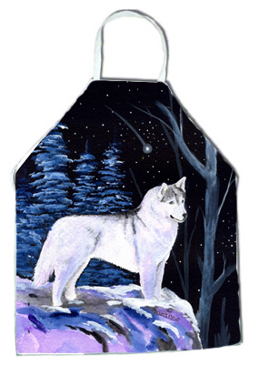 Picture of Carolines Treasures SS8400APRON Starry Night Siberian Husky Apron - 27 x 31 in.