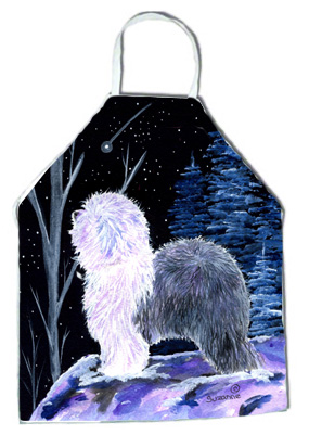 Picture of Carolines Treasures SS8401APRON Starry Night Old English Sheepdog Apron - 27 x 31 in.