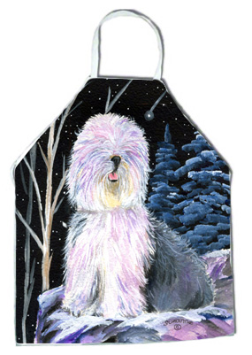 Picture of Carolines Treasures SS8409APRON Starry Night Old English Sheepdog Apron - 27 x 31 in.
