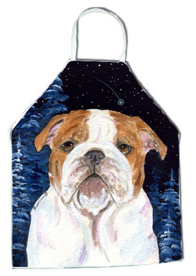 Picture of Carolines Treasures SS8447APRON Starry Night English Bulldog Apron - 27 x 31 in.