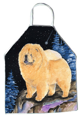 Picture of Carolines Treasures SS8454APRON Starry Night Chow Chow Apron - 27 x 31 in.