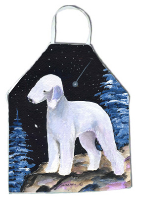 Picture of Carolines Treasures SS8455APRON Starry Night Bedlington Terrier Apron - 27 x 31 in.