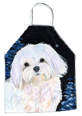 Picture of Carolines Treasures SS8460APRON Starry Night Maltese Apron - 27 x 31 in.