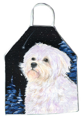 Picture of Carolines Treasures SS8461APRON Starry Night Maltese Apron - 27 x 31 in.