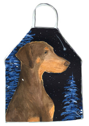Picture of Carolines Treasures SS8462APRON Starry Night Doberman Apron - 27 x 31 in.