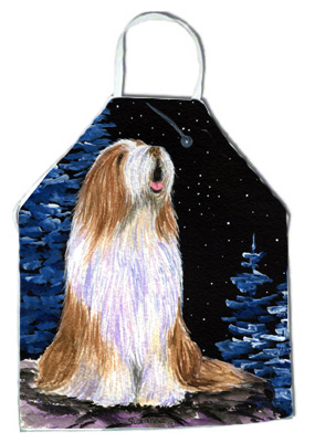 Picture of Carolines Treasures SS8467APRON Starry Night Bearded Collie Apron - 27 x 31 in.