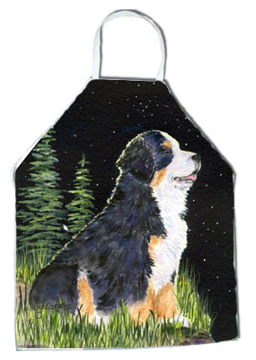 Picture of Carolines Treasures SS8468APRON Starry Night Bernese Mountain Dog Apron - 27 x 31 in.