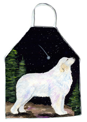Picture of Carolines Treasures SS8471APRON Starry Night Great Pyrenees Apron - 27 x 31 in.
