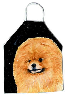 Picture of Carolines Treasures SS8481APRON Starry Night Pomeranian Apron - 27 x 31 in.