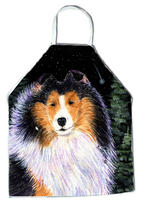 Picture of Carolines Treasures SS8491APRON Starry Night Collie Apron - 27 x 31 in.