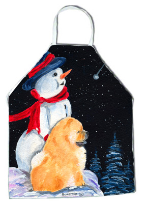 Picture of Carolines Treasures SS8554APRON Snowman with Chow Chow Apron - 27 x 31 in.