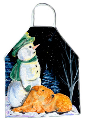 Picture of Carolines Treasures SS8555APRON Snowman with Lakeland Terrier Apron - 27 x 31 in.