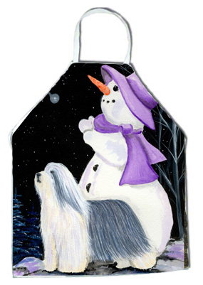 Picture of Carolines Treasures SS8947APRON Snowman with Bearded Collie Apron - 27 x 31 in.