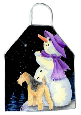 Picture of Carolines Treasures SS8956APRON Snowman with Lakeland Terrier Apron - 27 x 31 in.