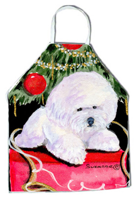 Picture of Carolines Treasures SS8957APRON Christmas Tree with Bichon Frise Apron - 27 x 31 in.