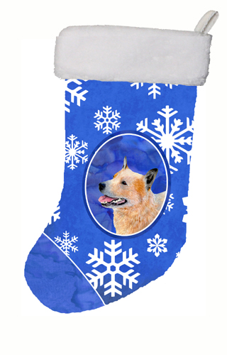 LH9272-CS 11 x 18 in. Australian Cattle Dog Winter Snowflakes Snowflakes Holiday Christmas Stocking