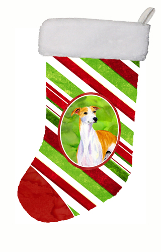 11 x 18 in. Whippet Candy Cane Holiday Christmas Christmas Stocking