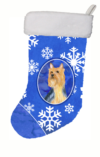 LH9271-CS 11 x 18 in. Silky Terrier Winter Snowflakes Snowflakes Holiday Christmas Stocking