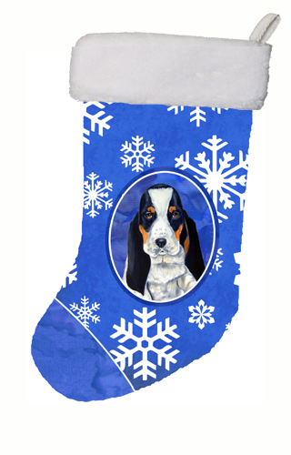 Basset Hound Winter Snowflakes Snowflakes Holiday Christmas Stocking