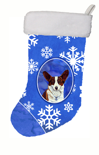 LH9288-CS 11 x 18 in. Corgi Winter Snowflakes Snowflakes Holiday Christmas Christmas Stocking