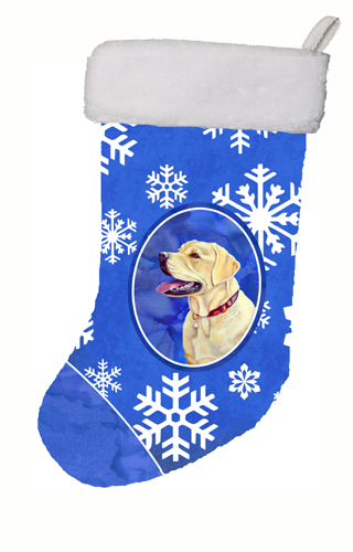 LH9293-CS 11 x 18 in. Labrador Winter Snowflakes Snowflakes Holiday Christmas Stocking