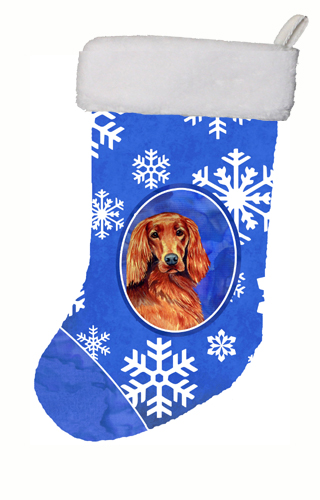LH9299-CS 11 x 18 in. Irish Setter Winter Snowflakes Snowflakes Holiday Christmas Stocking