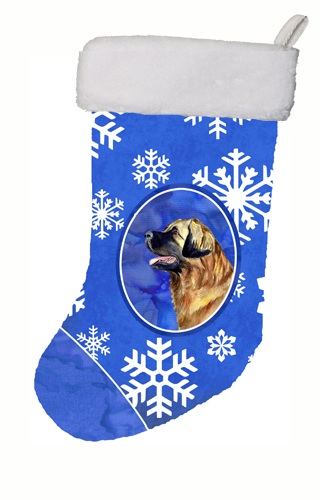 LH9303-CS 11 x 18 in. Leonberger Winter Snowflakes Snowflakes Holiday Christmas Stocking