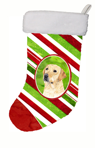 Labrador Candy Cane Holiday Christmas Stocking - 11 x 18 in.