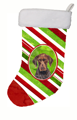 German Shorthaired Pointer Candy Cane Holiday Christmas Stocking 11 x 18 in.