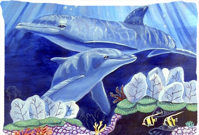 20.5 x 30 in. Dolphin Under The Sea Moisture Wicking Fabric Standard Pillowcase