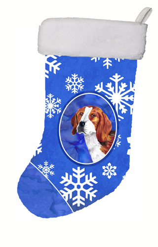 Beagle Winter Snowflakes Christmas Stocking 11 x 18 in.