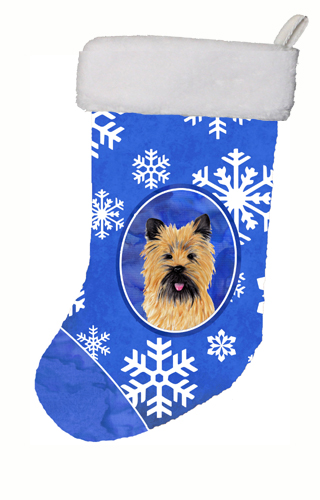 11 x 18 in. Cairn Terrier Winter Snowflakes Christmas Stocking