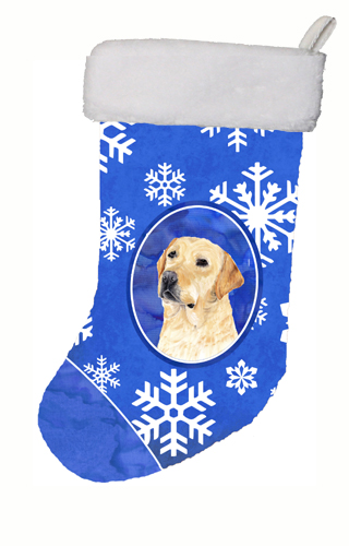 11 x 18 in. Labrador Winter Snowflakes Christmas Stocking
